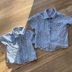 Boys Matching Blue and White checkered  “Ken” The Barbie Movie Button Down Shirt
